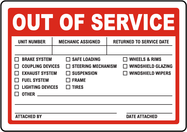 Out Of Service Label