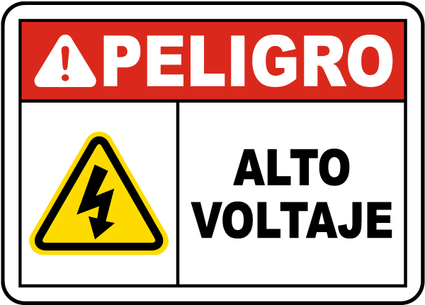 Spanish Danger High Voltage Label