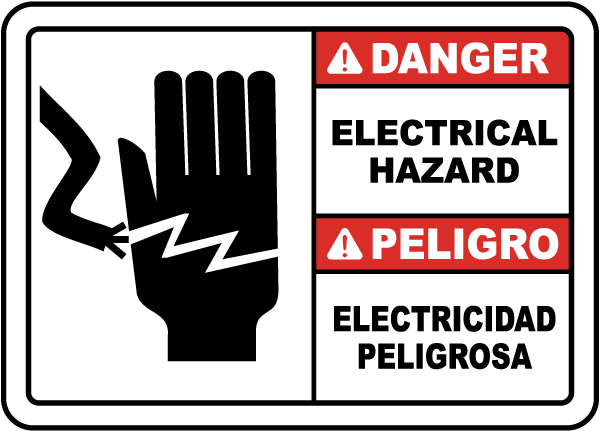 Bilingual Danger Electrical Hazard Sign