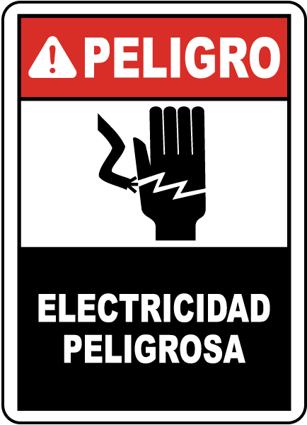 Spanish Danger Electrical Hazard Sign
