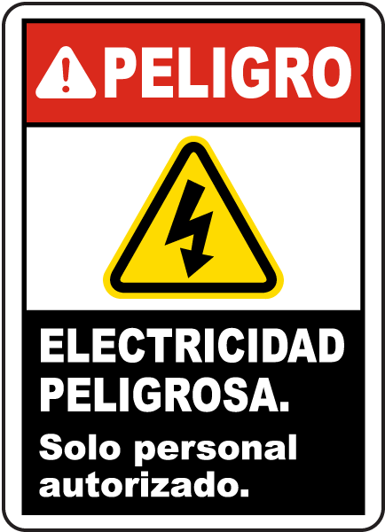 Spanish Electrical Hazard Authorized Personnel Only Sign