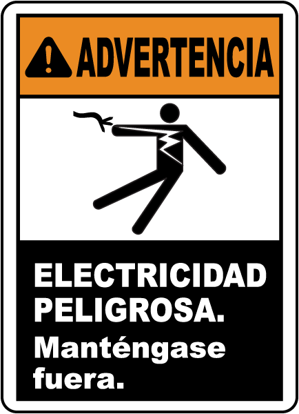 Spanish Warning Electrical Hazard Keep Out Sign