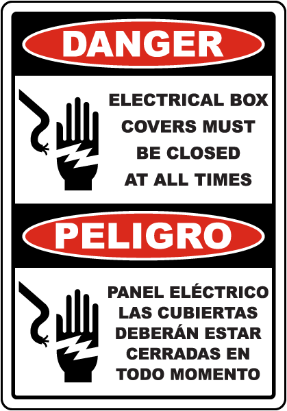 Bilingual Danger Electrical Box Sign