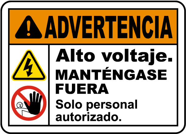 Spanish Warning High Voltage Keep Away Sign