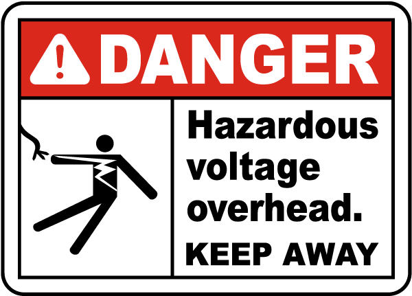 Hazardous Voltage Overhead Sign