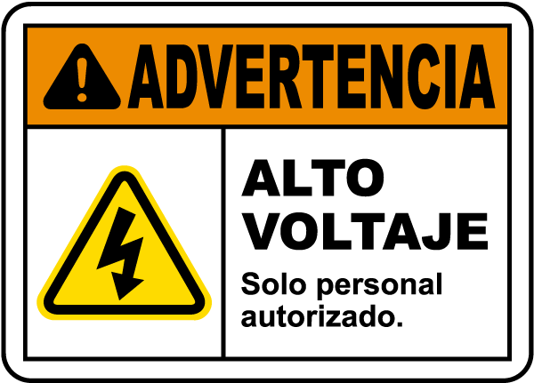 Spanish High Voltage Authorized Personnel Only Label