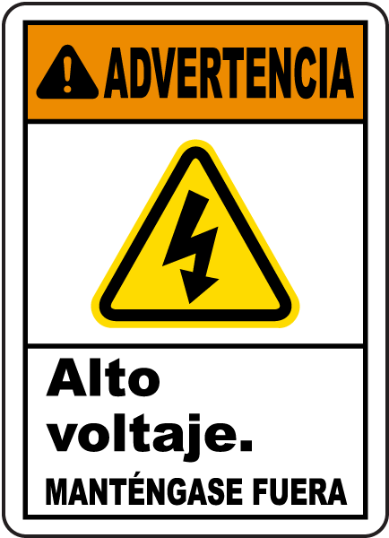 Spanish Warning High Voltage Keep Out Label