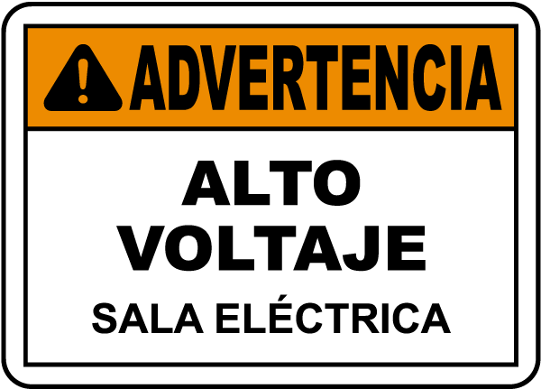Spanish Warning High Voltage Electrical Room Sign