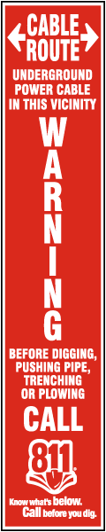 Warning Before Digging Call 811 Label