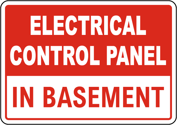 Electrical Control Panel In Basement Sign