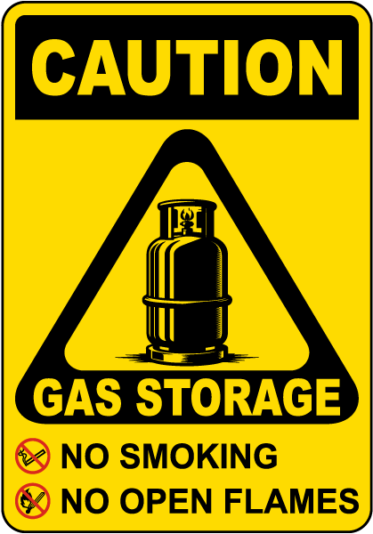 Caution Gas Storage No Smoking Sign