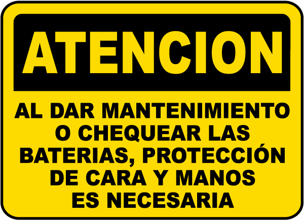 Spanish Caution When Servicing Batteries Sign