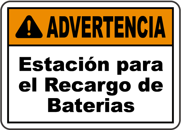 Spanish Warning Battery Charging Area Sign
