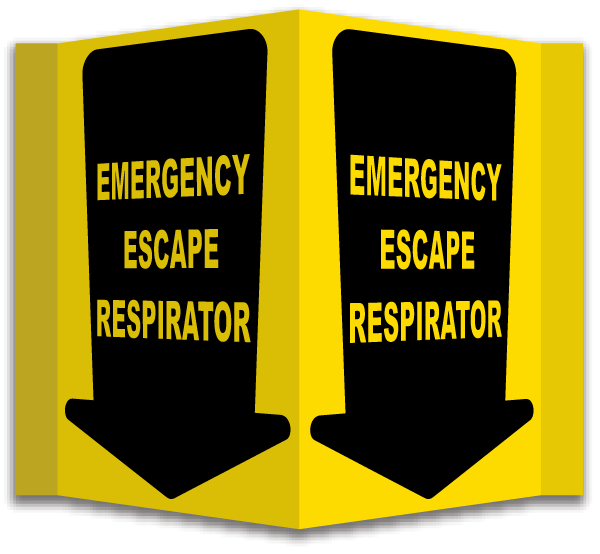 3-Way Emergency Escape Respirator Sign