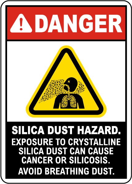 Silica Dust Hazard Avoid Breathing Dust Sign