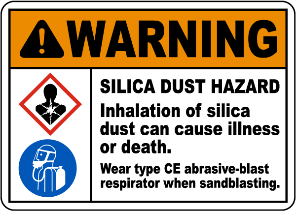 Warning Silica Dust Hazard Sign