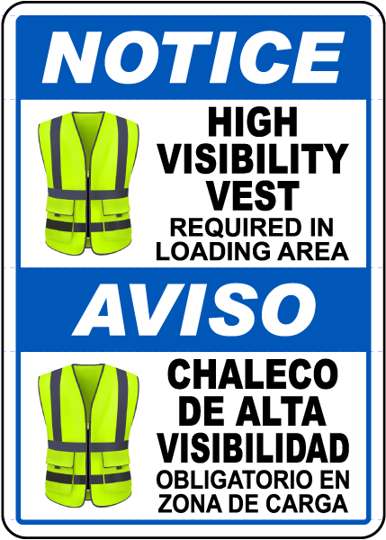 Bilingual High Visibility Vest Required Sign