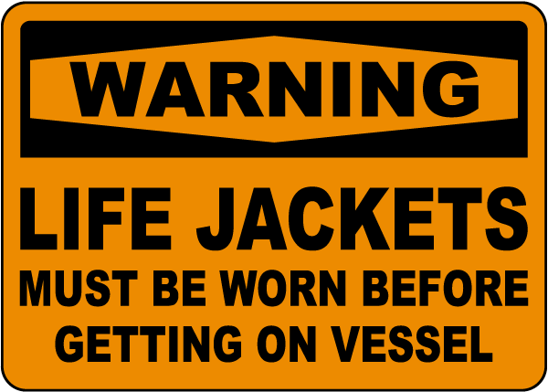 Warning Life Jackets Must Be Worn Sign		
