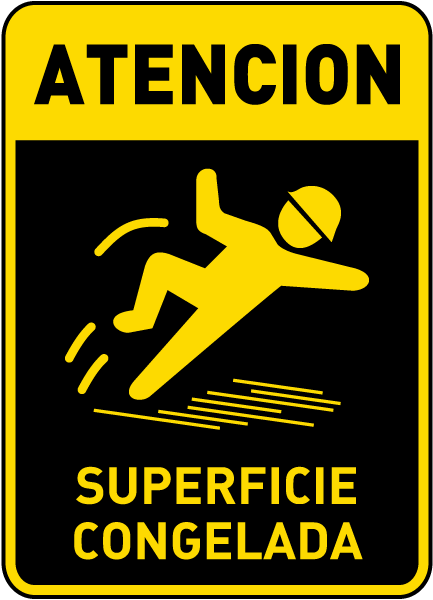 Spanish Caution Icy Surface Sign