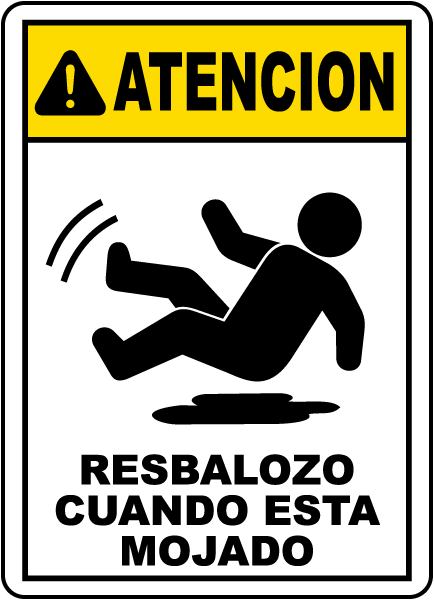 Spanish Caution Slippery When Wet Sign