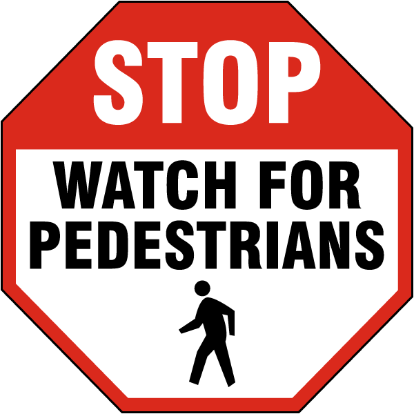 Stop Watch for Pedestrians Floor Sign