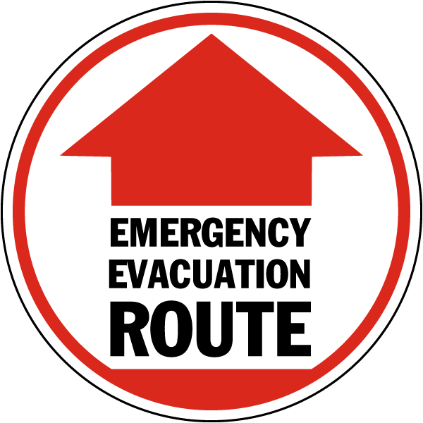 Emergency Evacuation Route Floor Sign
