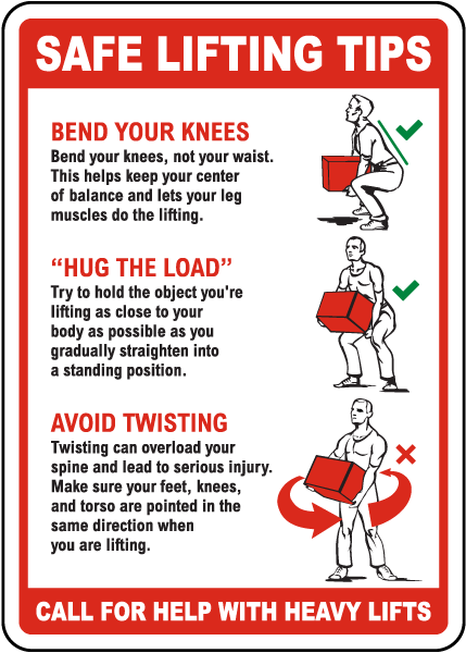 Safe Lifting Tips Sign