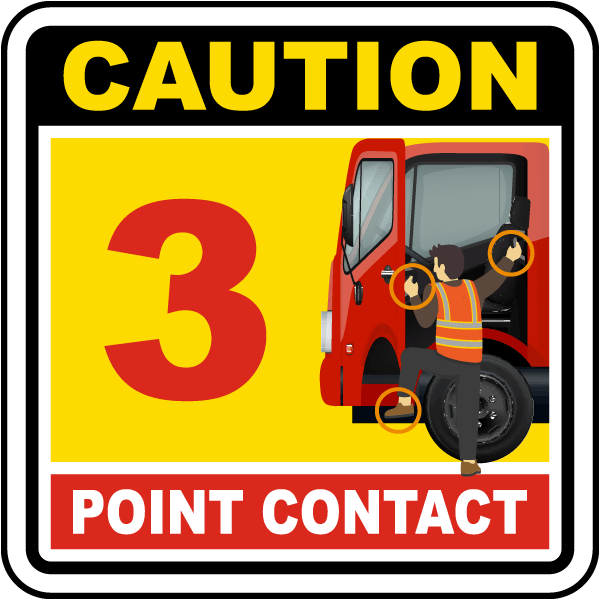 Caution 3 Point Contact Label