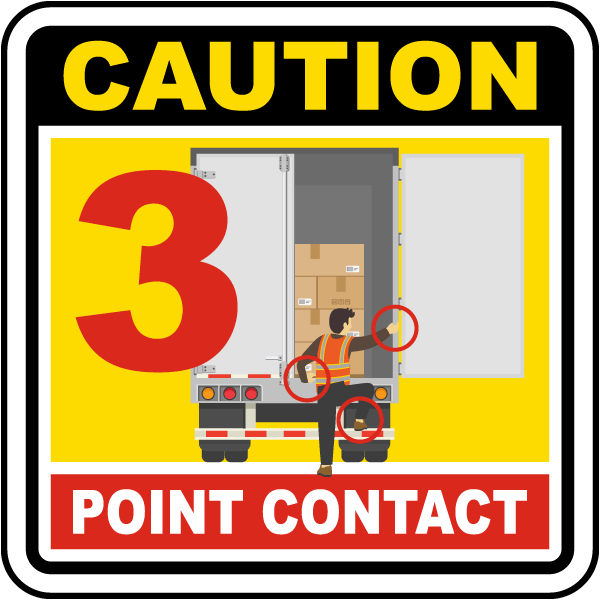 Caution 3 Point Contact Label
