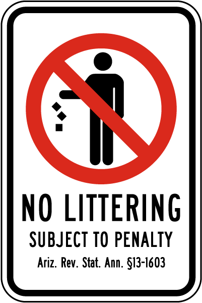 Arizona No Littering Sign