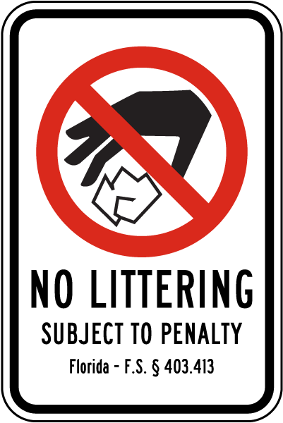 Florida No Littering Sign