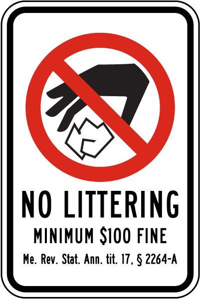 Maine No Littering Sign