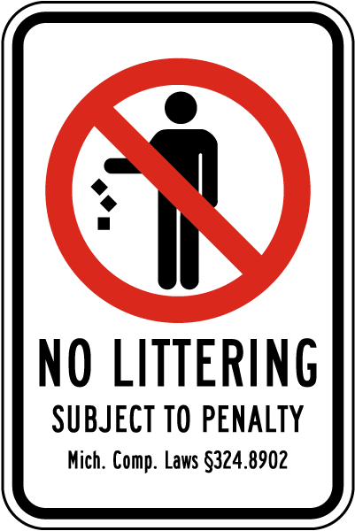 Michigan No Littering Sign