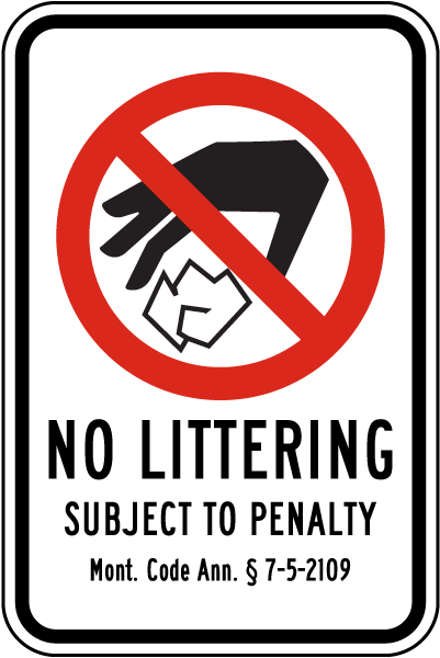 Montana No Littering Sign