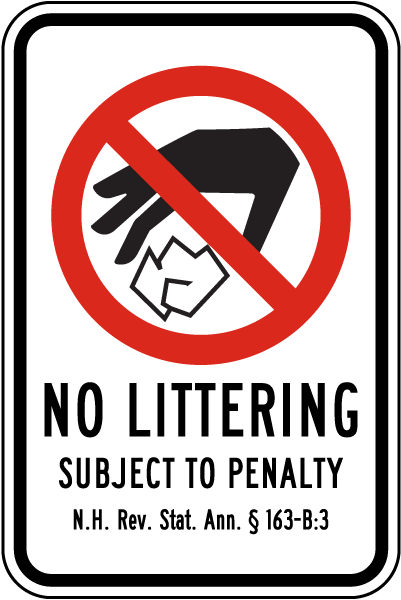 New Hampshire No Littering Sign