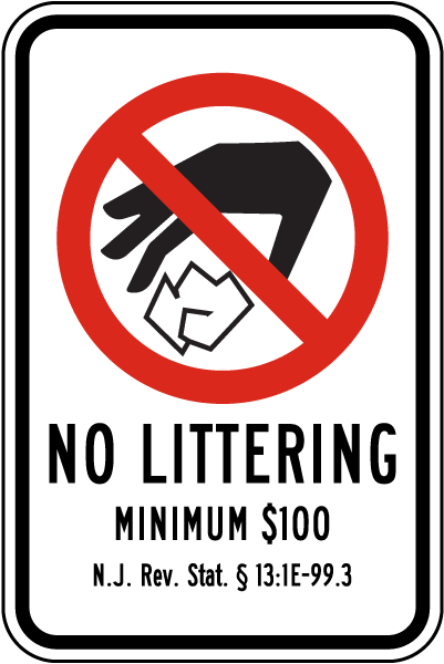 New Jersey No Littering Sign