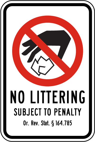 Oregon No Littering Sign
