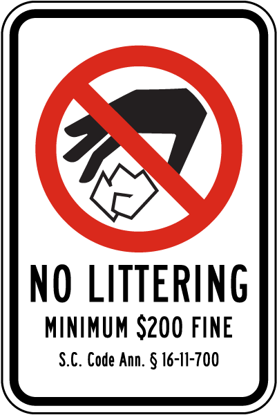 South Carolina No Littering Sign