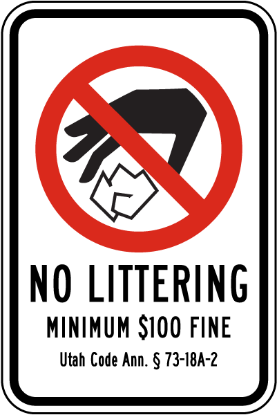 Utah No Littering Sign