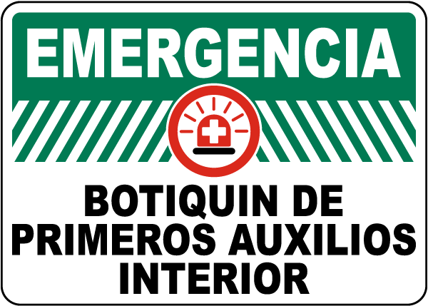 Spanish Emergency First Aid Kit Sign