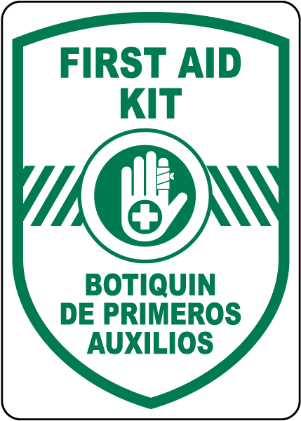 Bilingual First Aid Kit Sign
