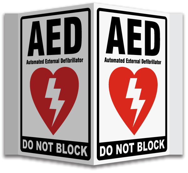 3-Way AED Do Not Block Sign