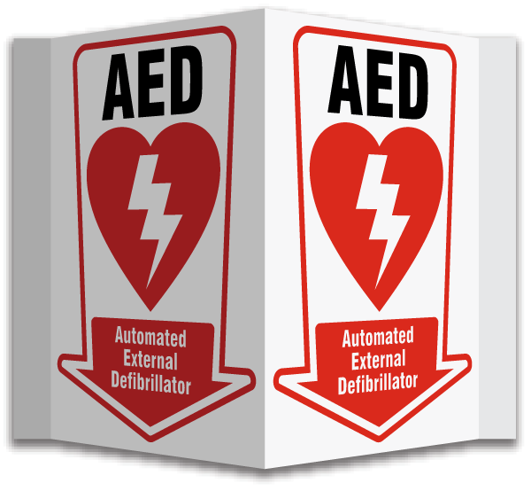 3-Way AED Sign