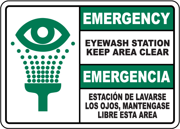 Bilingual Emergency Eye Wash Station Sign