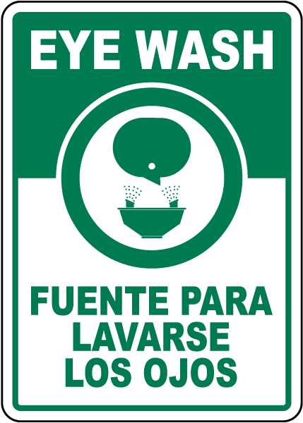 Bilingual Eye Wash Sign
