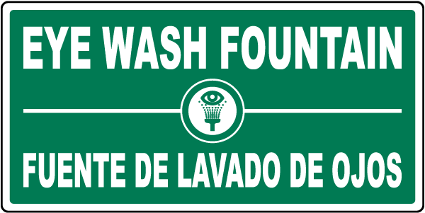Bilingual Eye Wash Fountain Sign