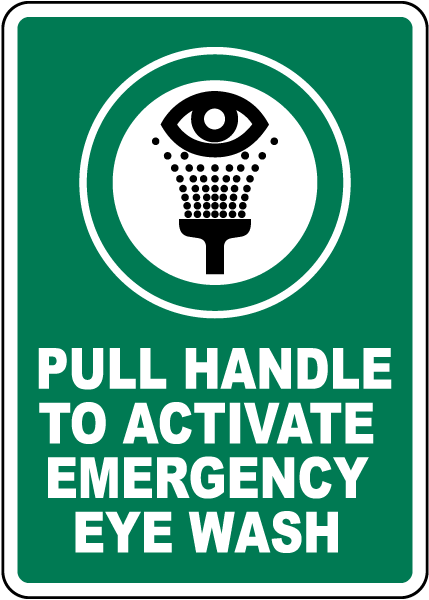 Pull Handle to Activate Eye Wash Sign