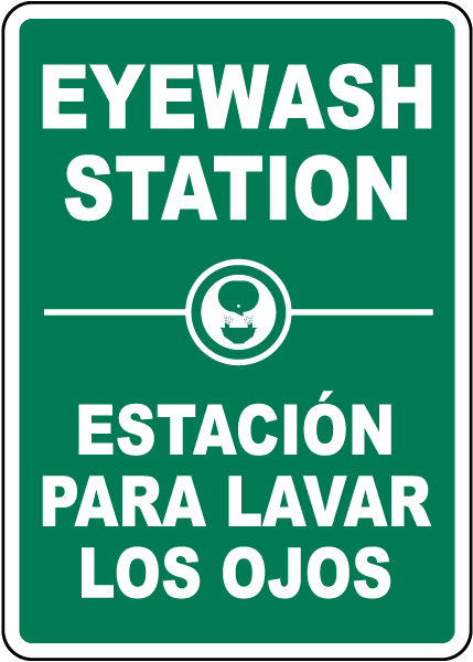 Bilingual Eye Wash Station Sign