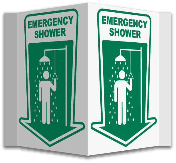 3-Way Emergency Shower Sign