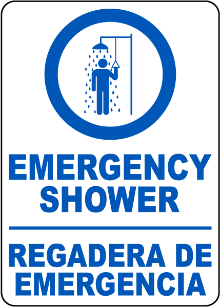 Bilingual Emergency Shower Sign